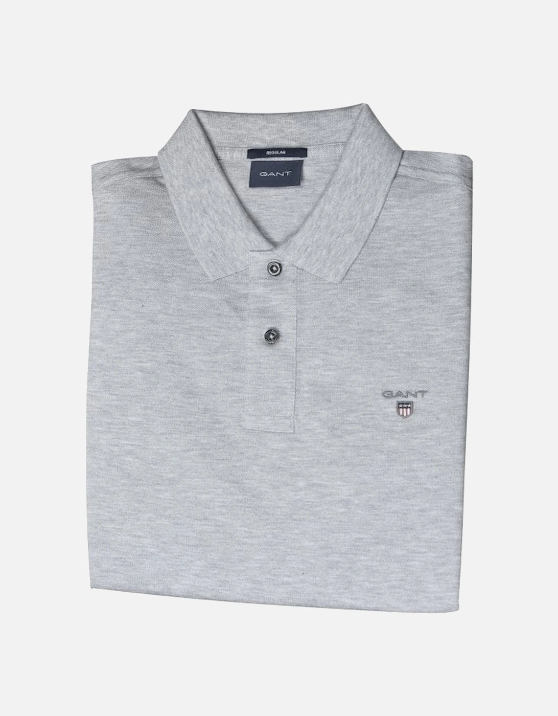 Solid Pique Polo Shirt, Grey Melange