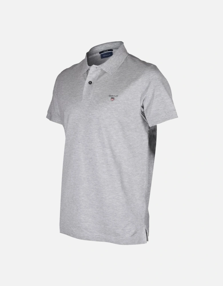 Solid Pique Polo Shirt, Grey Melange