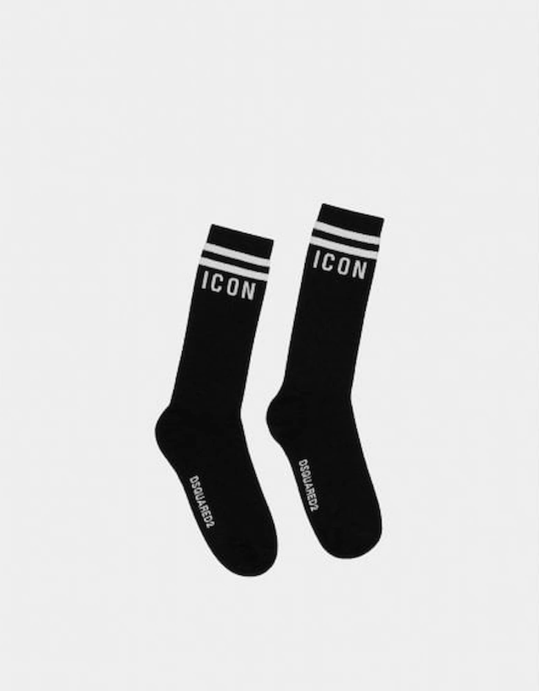 ICON Stripes Logo Sports Socks, Black/white