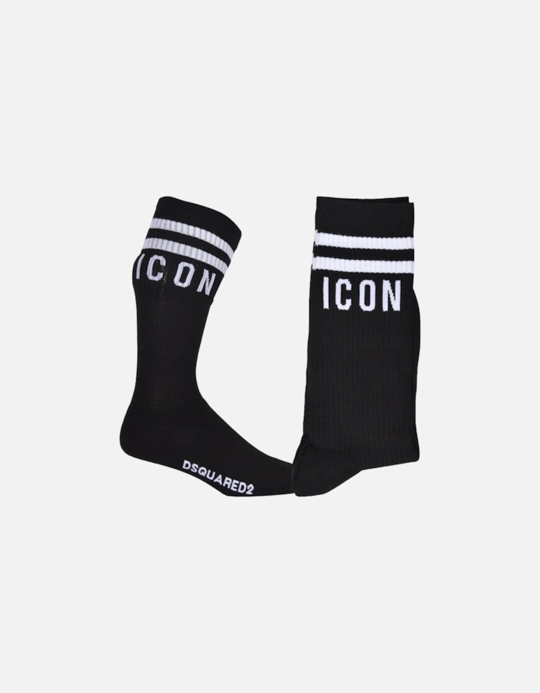 ICON Stripes Logo Sports Socks, Black/white