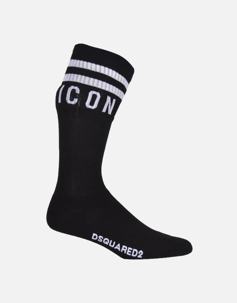 ICON Stripes Logo Sports Socks, Black/white