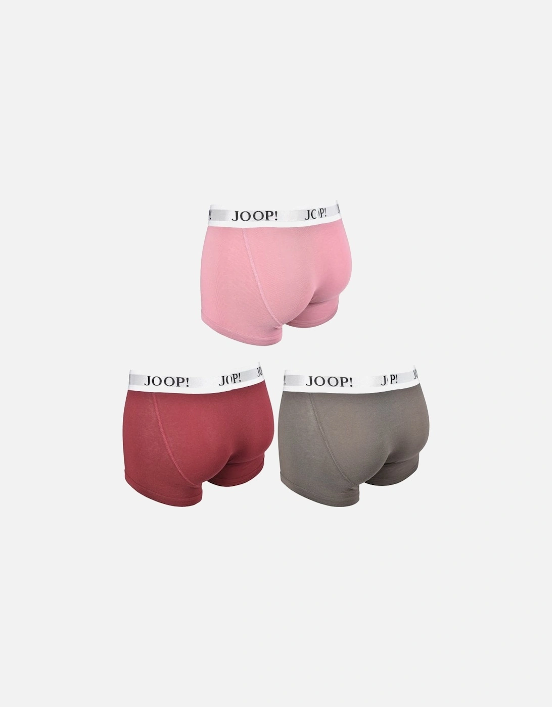 3-Pack Stretch Cotton Boxer Trunks, Lilac/Khaki/Berry