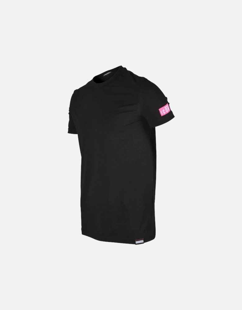 ICON Sleeve T-Shirt, Black/fuxia