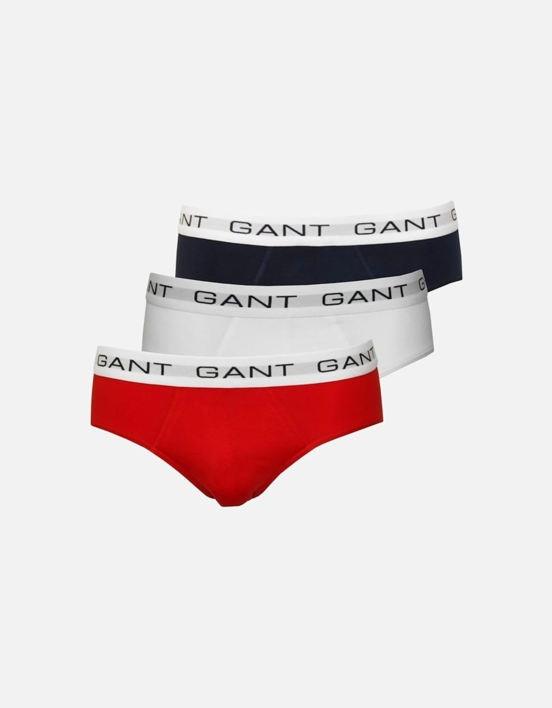 3-Pack Cotton Stretch Briefs, White/Red/Navy, 5 of 4