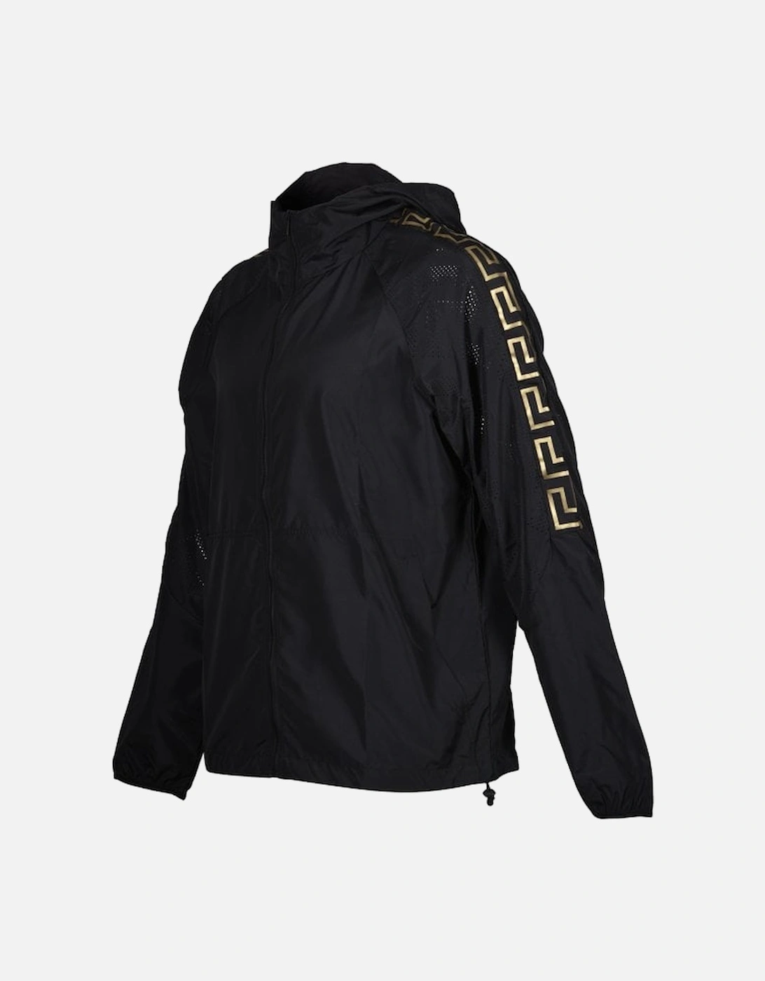Iconic Logo Tape Technical Gym Hoodie, Black/gold