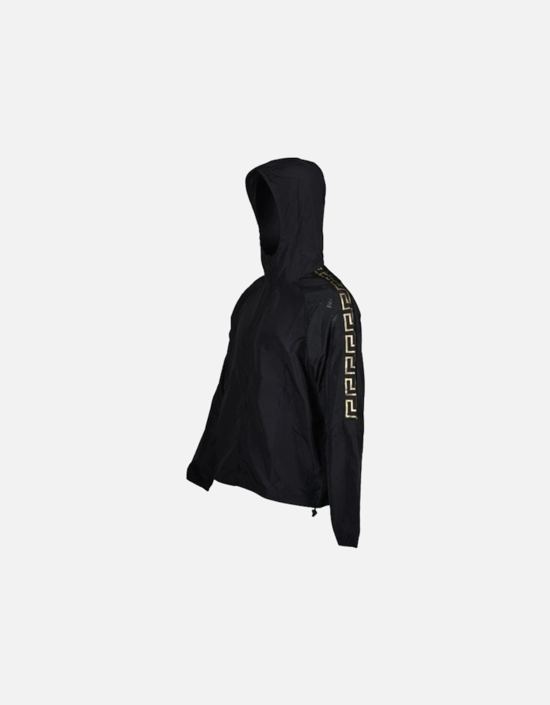 Iconic Logo Tape Technical Gym Hoodie, Black/gold