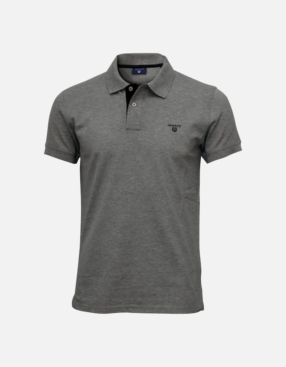 Contrast Collar Pique Rugger Polo Shirt, Grey Melange with navy, 5 of 4