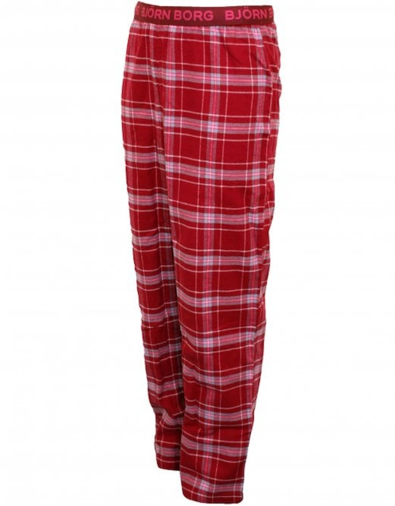 Boys Check Flannel Boys Pyjama Bottoms, Rumba Red