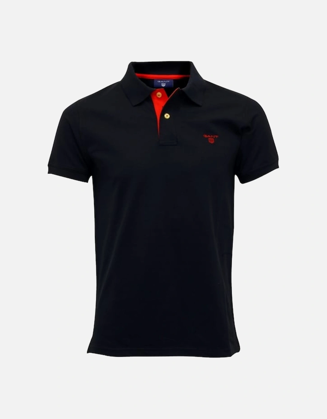 Contrast Collar Pique Rugger Polo Shirt, Navy/red, 4 of 3