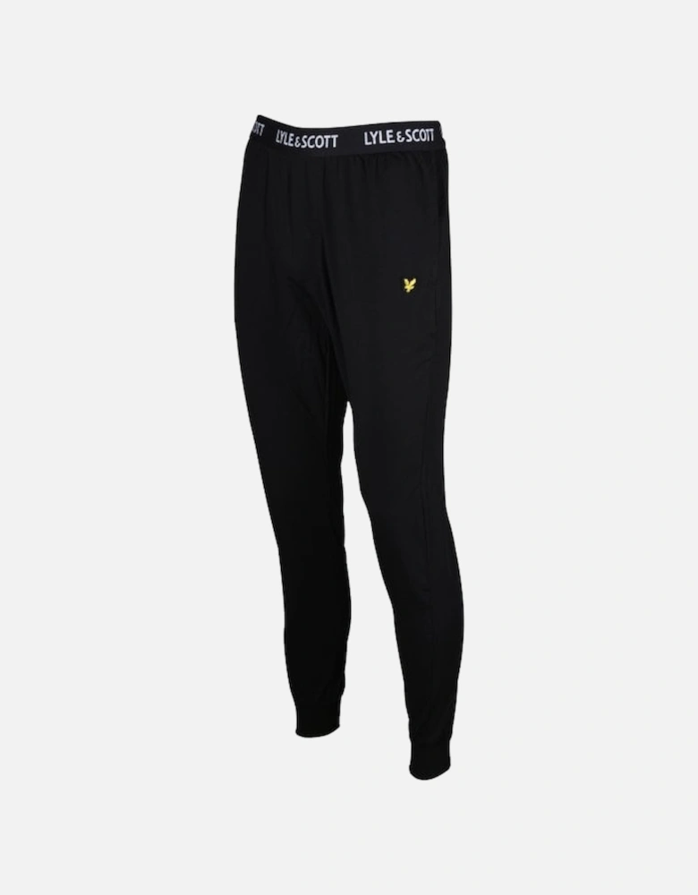 Single Jersey Cuffed Loungewear Jogging Bottoms, Black