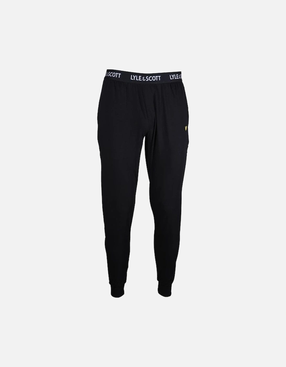 Single Jersey Cuffed Loungewear Jogging Bottoms, Black, 4 of 3