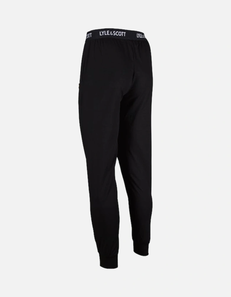 Single Jersey Cuffed Loungewear Jogging Bottoms, Black