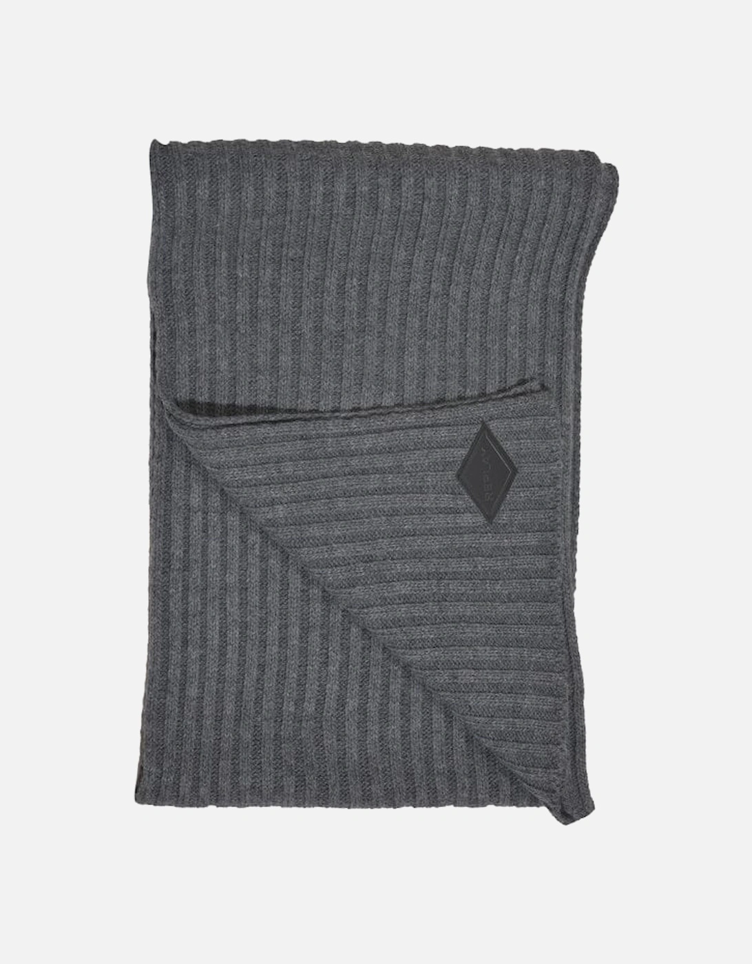 Ribbed Knit Scarf, Grey Melange