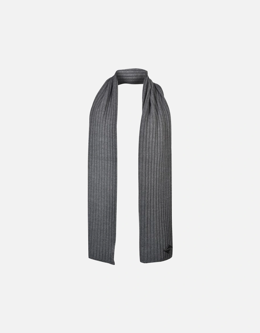 Ribbed Knit Scarf, Grey Melange