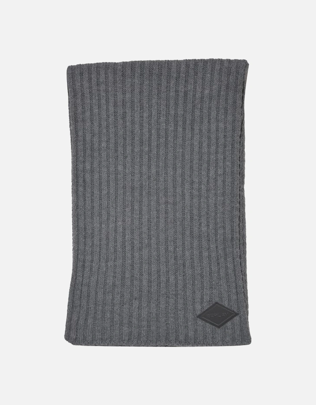 Ribbed Knit Scarf, Grey Melange