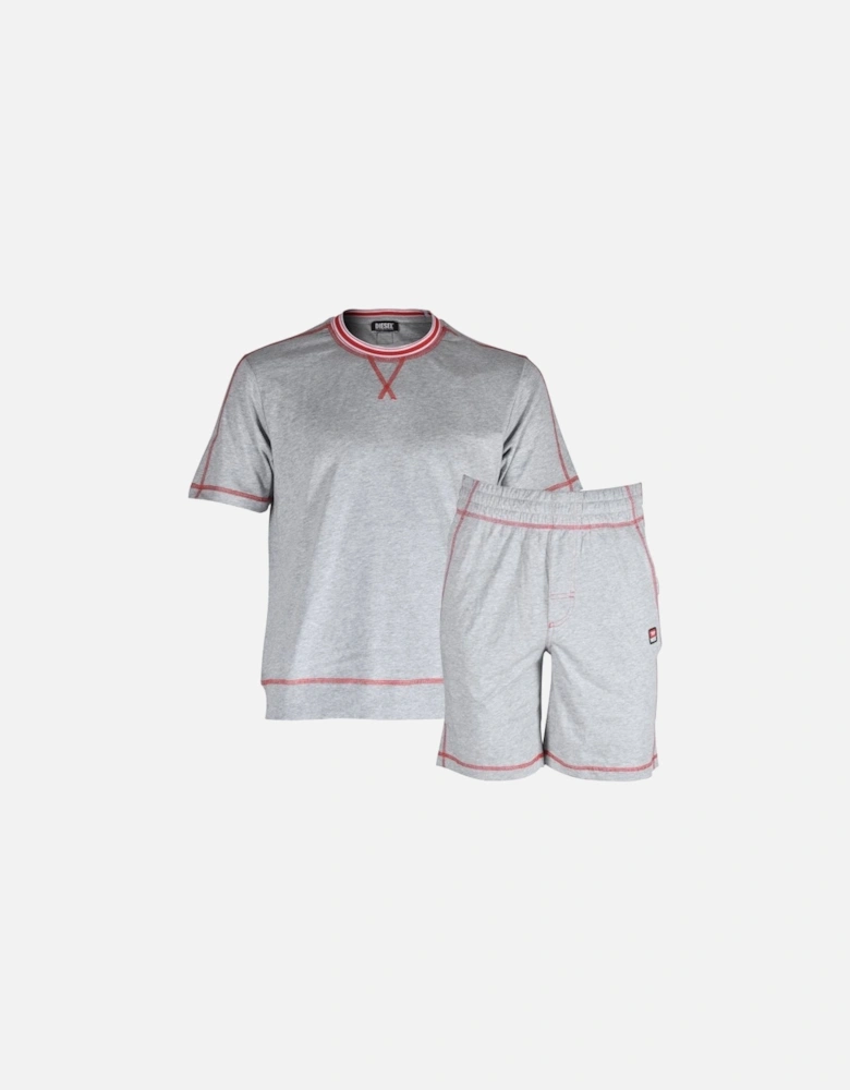 Jeans Logo T-Shirt & Shorts Pyjama Set, Grey Melange