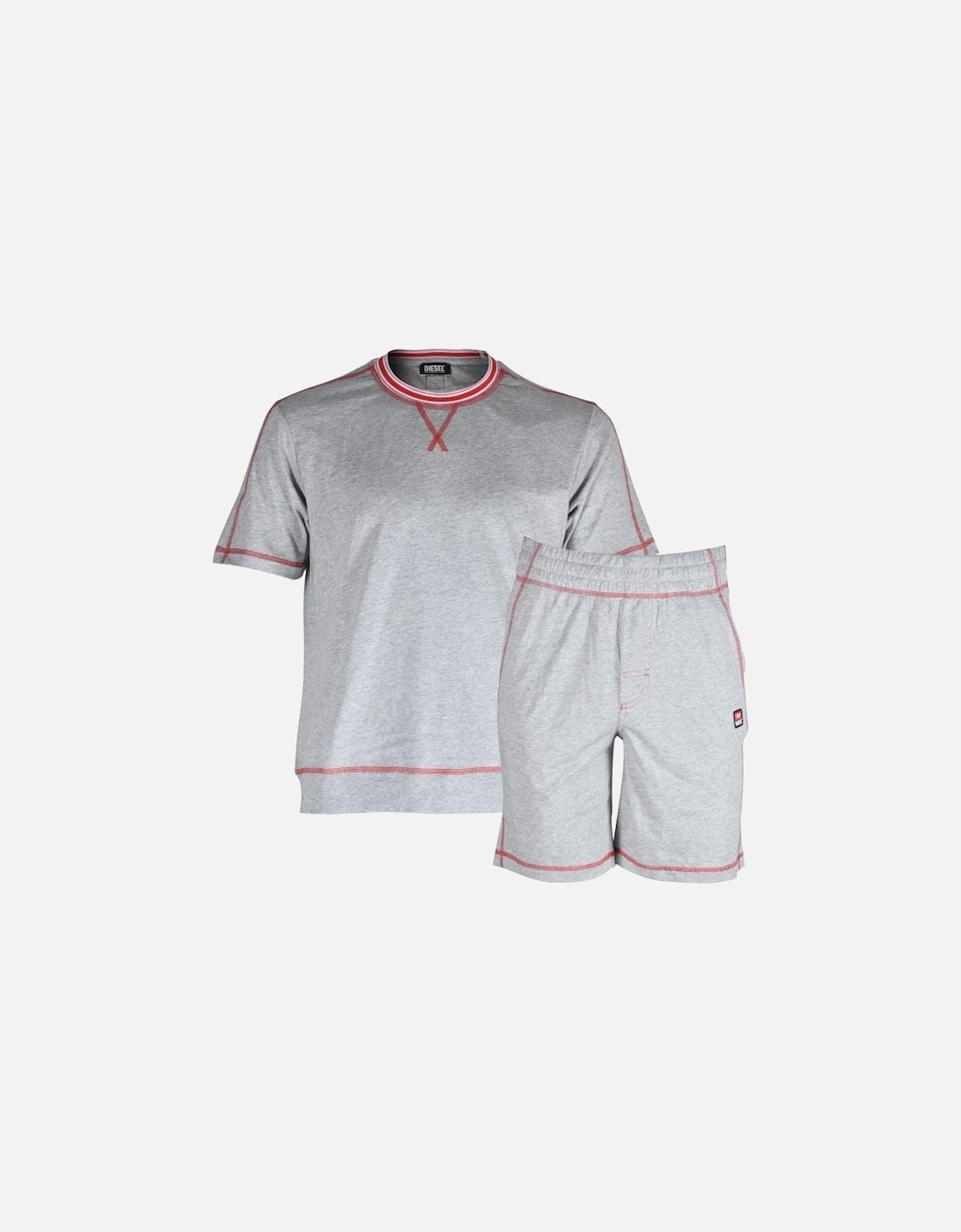 Jeans Logo T-Shirt & Shorts Pyjama Set, Grey Melange, 7 of 6