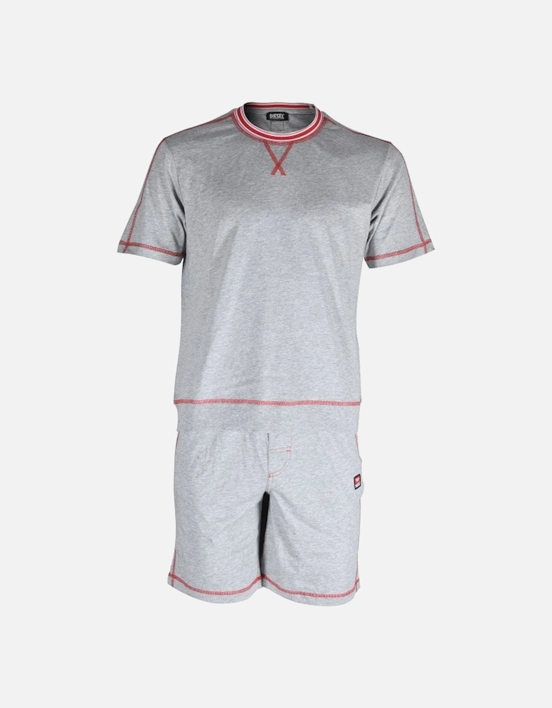 Jeans Logo T-Shirt & Shorts Pyjama Set, Grey Melange