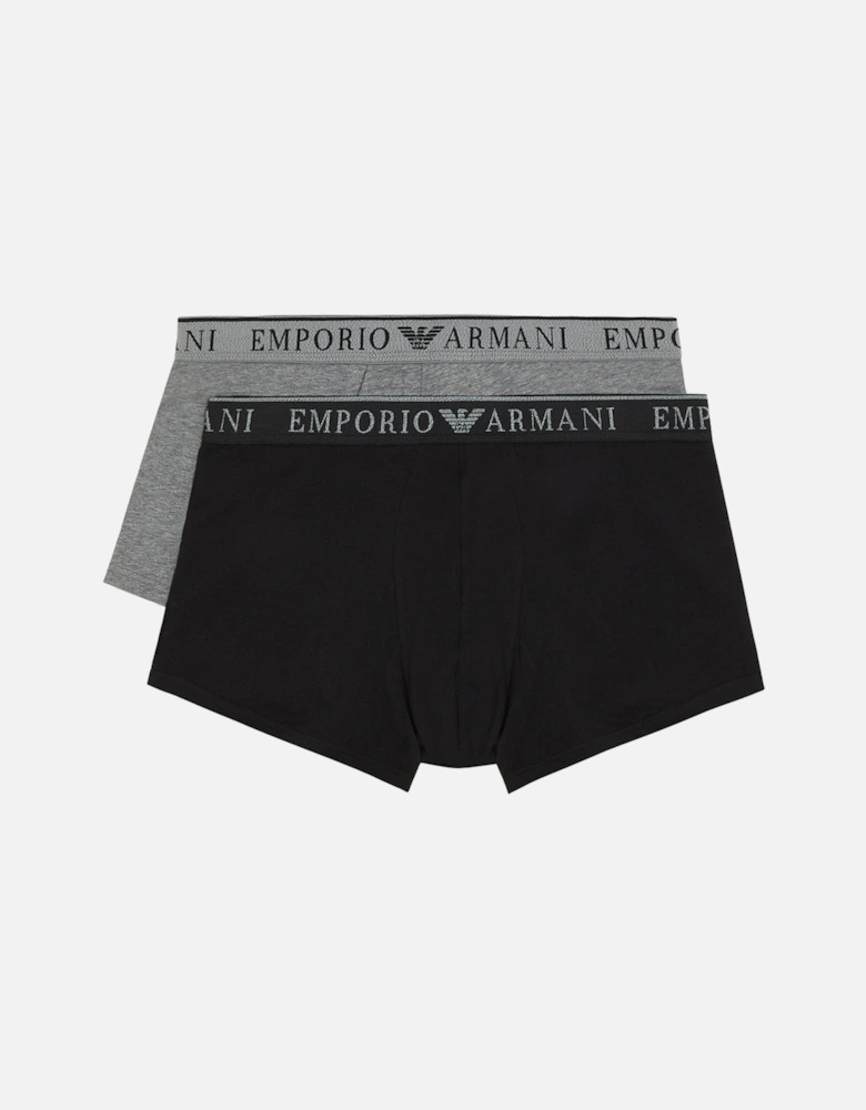 2-Pack Endurance Logo Boxer Trunks, Black/Grey