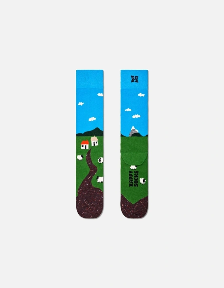 Little House On The Moorland Socks, Blue/Green