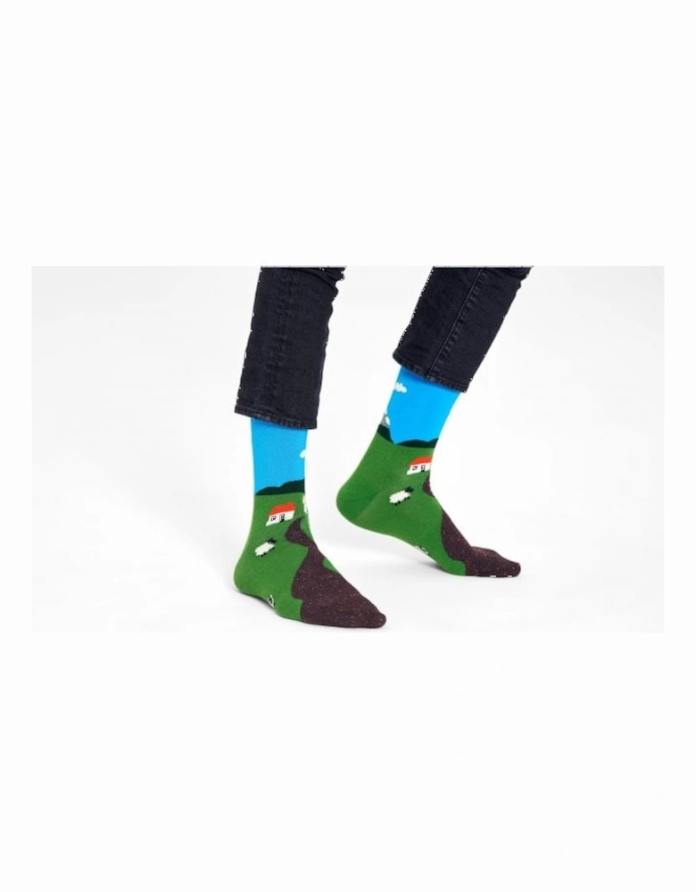 Little House On The Moorland Socks, Blue/Green