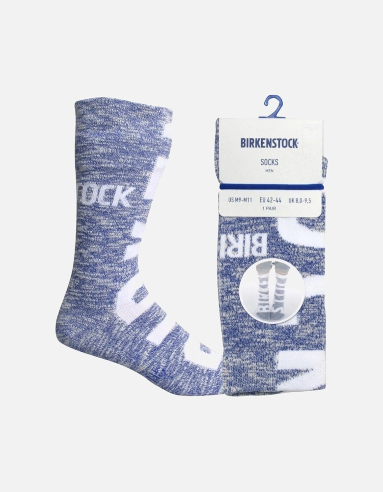 Cotton Slub Logo Socks, Deep Ultramarine