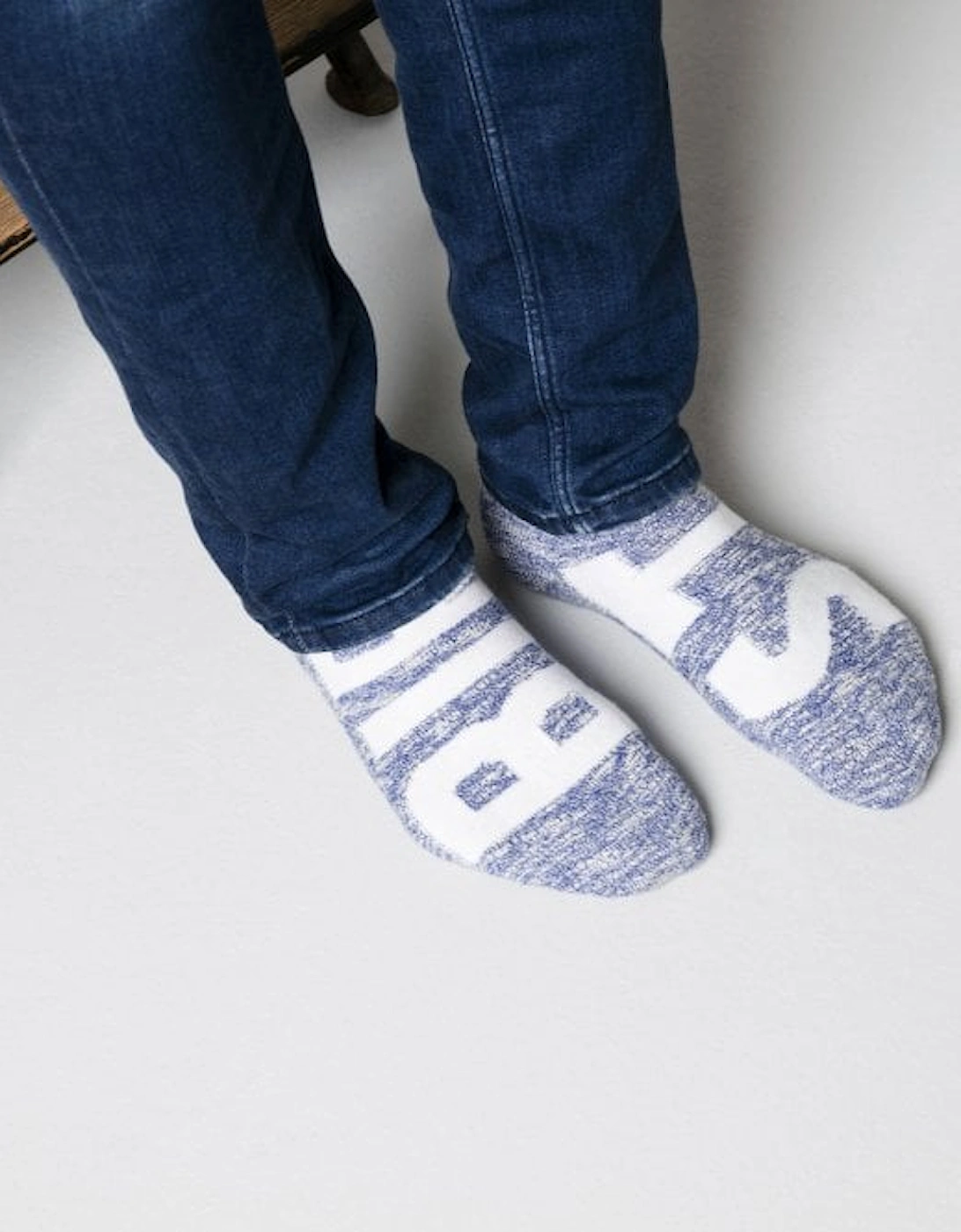 Cotton Slub Logo Socks, Deep Ultramarine