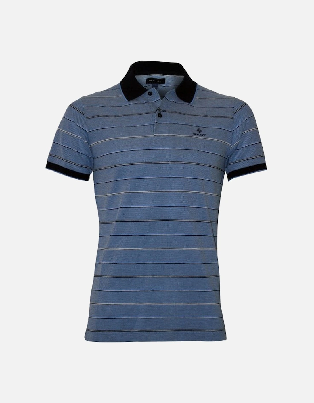 Oxford Stripe Pique Rugger Polo Shirt, Palace Blue, 4 of 3
