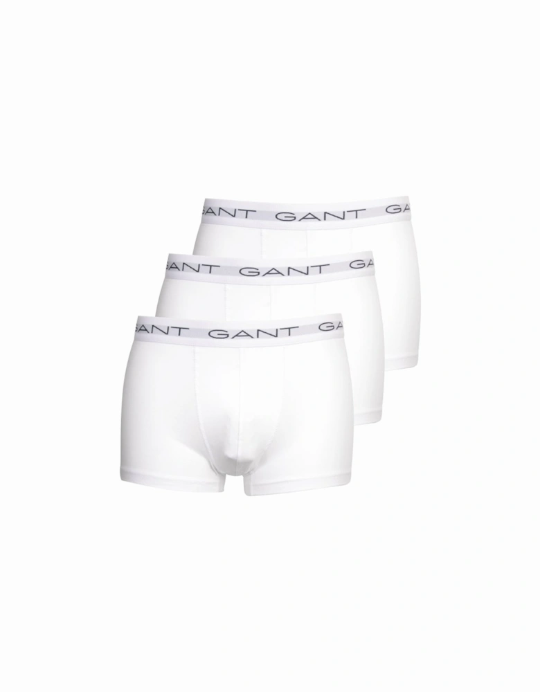 Cotton Stretch 3-Pack Boxer Trunks, White