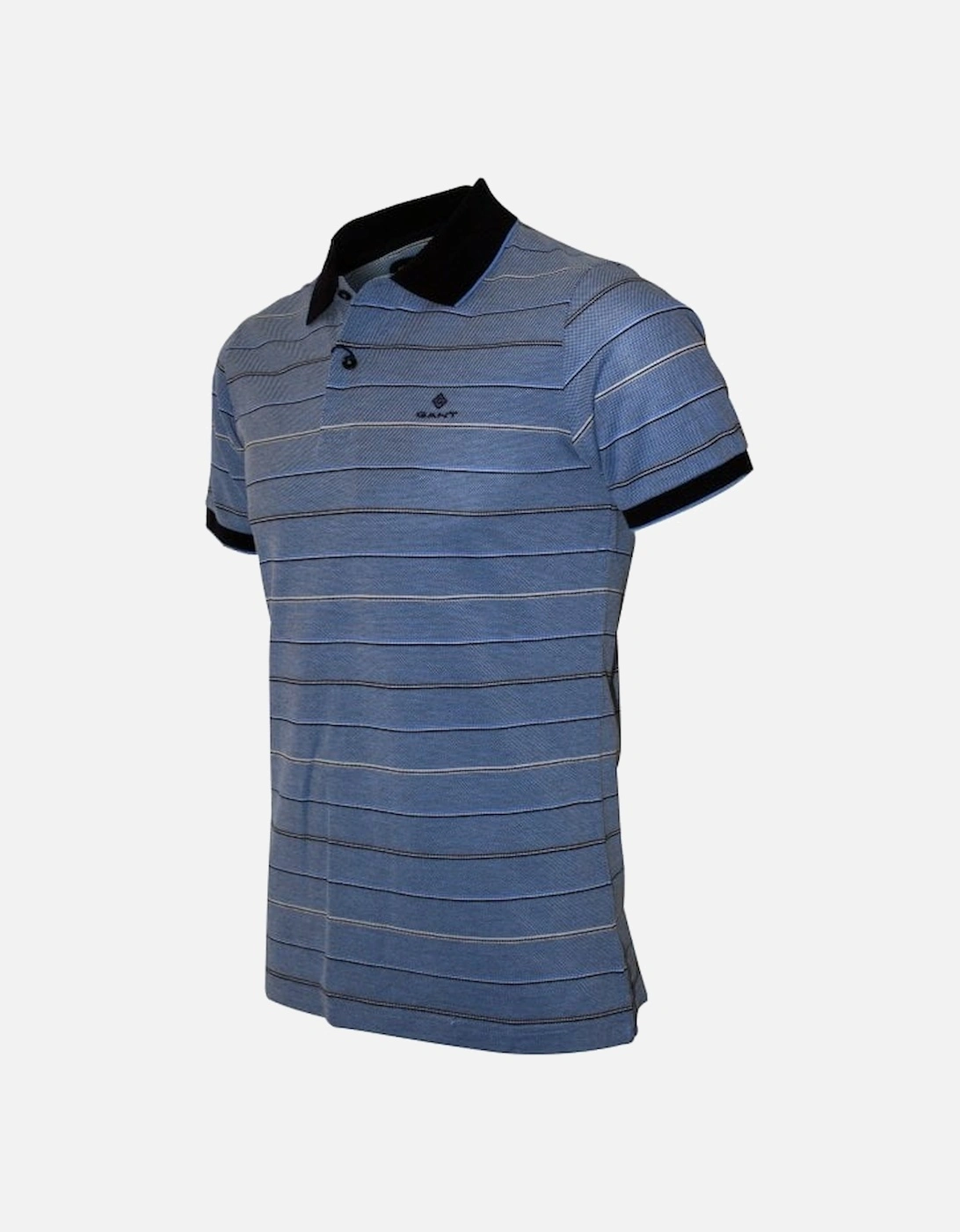 Oxford Stripe Pique Rugger Polo Shirt, Palace Blue