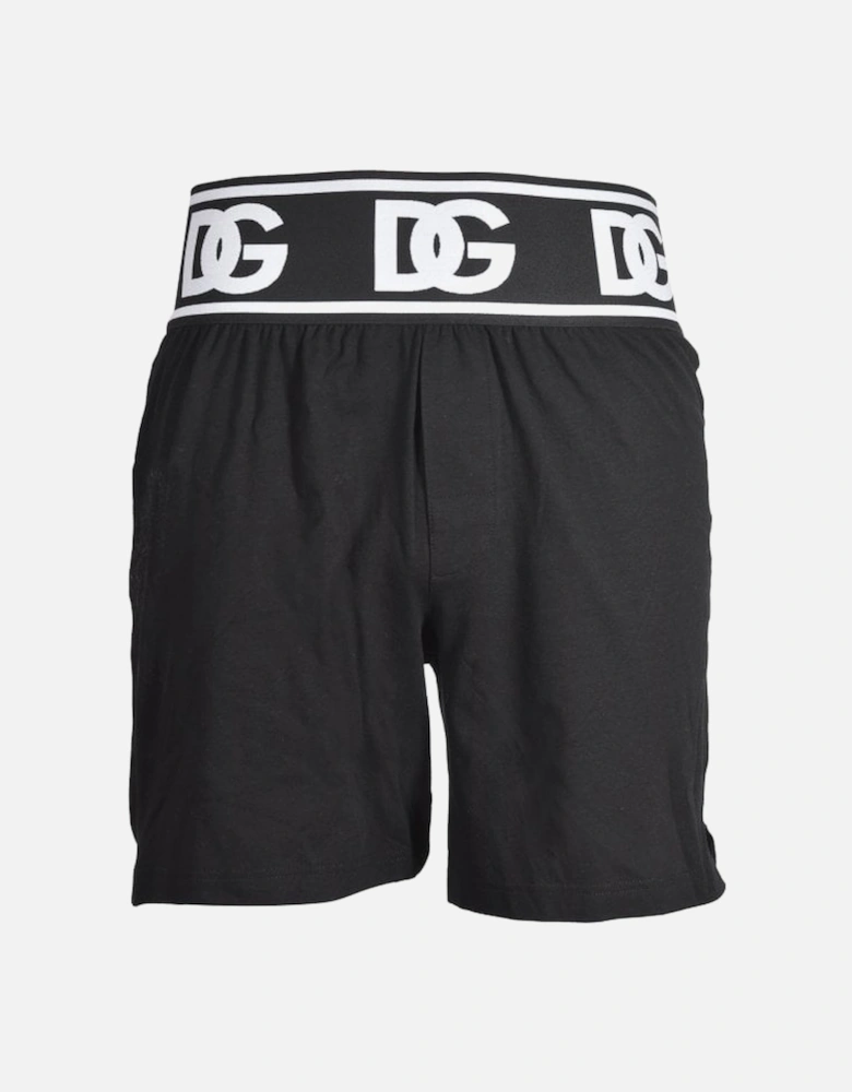 Oversize DG Logo Waistband Lounge Shorts, Black
