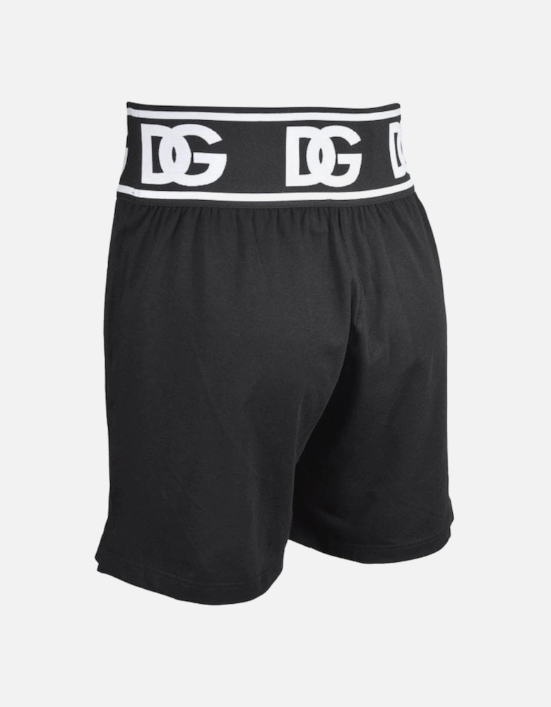 Oversize DG Logo Waistband Lounge Shorts, Black