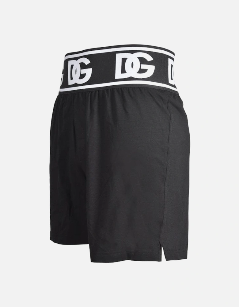 Oversize DG Logo Waistband Lounge Shorts, Black