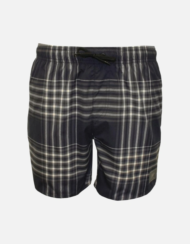Yarn Dyed Check Leisure 16" Swim Shorts, Charcoal/Navy