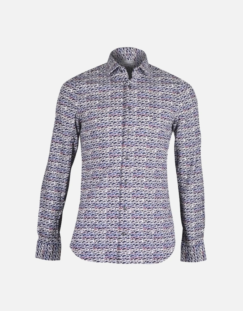 Cotton MK Colour Splash Logo Print Slim-Fit Shirt, Multi