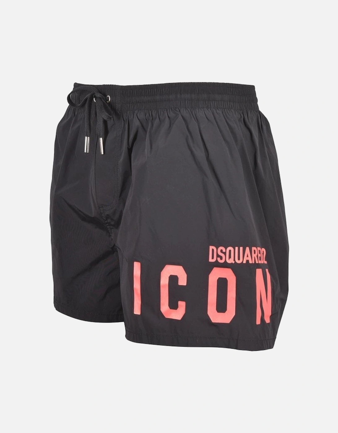 ICON Front Logo Swim Shorts, Black/coral
