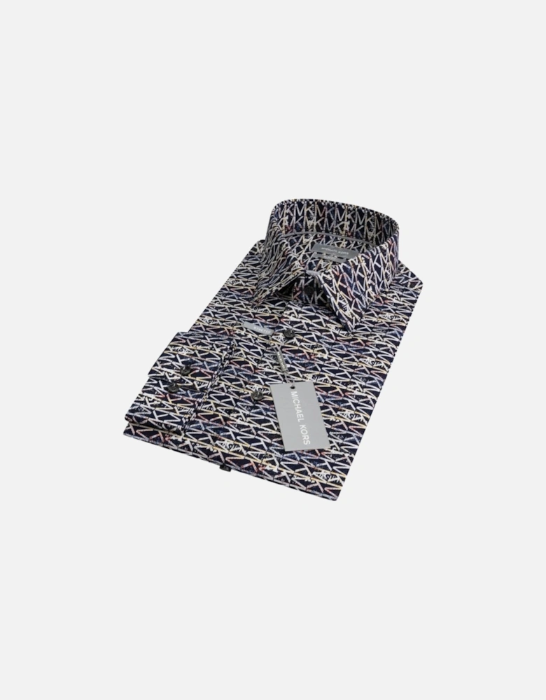 Cotton MK Colour Splash Logo Print Slim-Fit Shirt, Multi