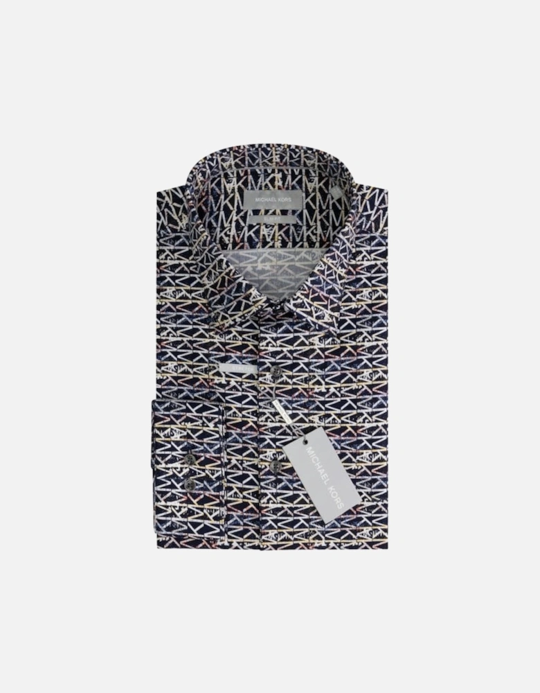 Cotton MK Colour Splash Logo Print Slim-Fit Shirt, Multi