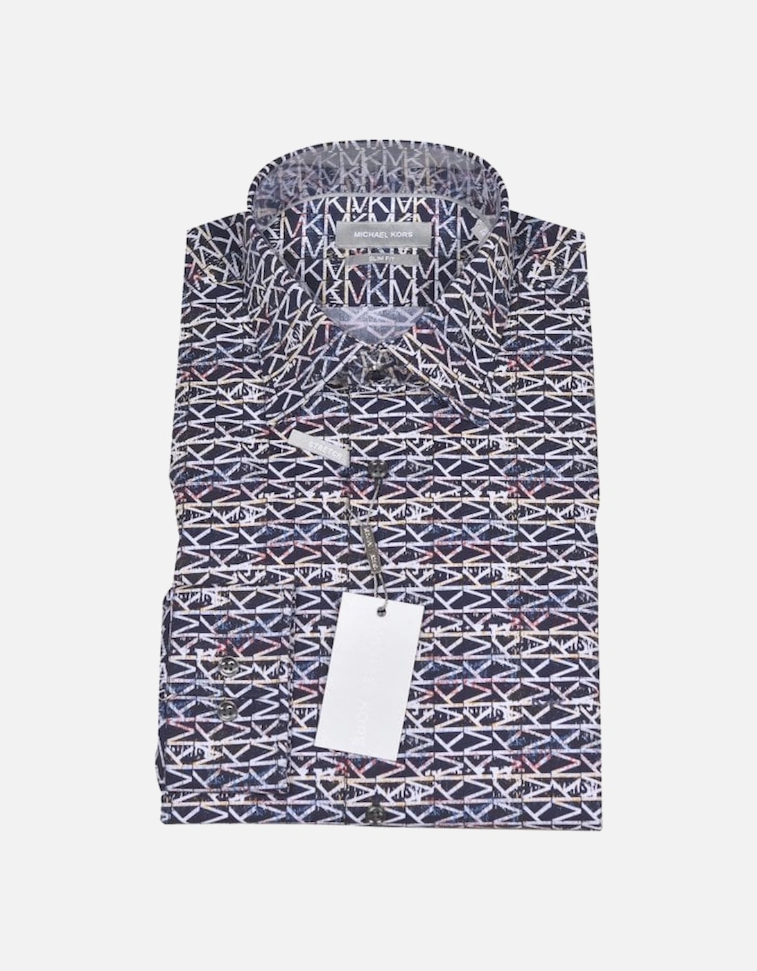 Cotton MK Colour Splash Logo Print Slim-Fit Shirt, Multi