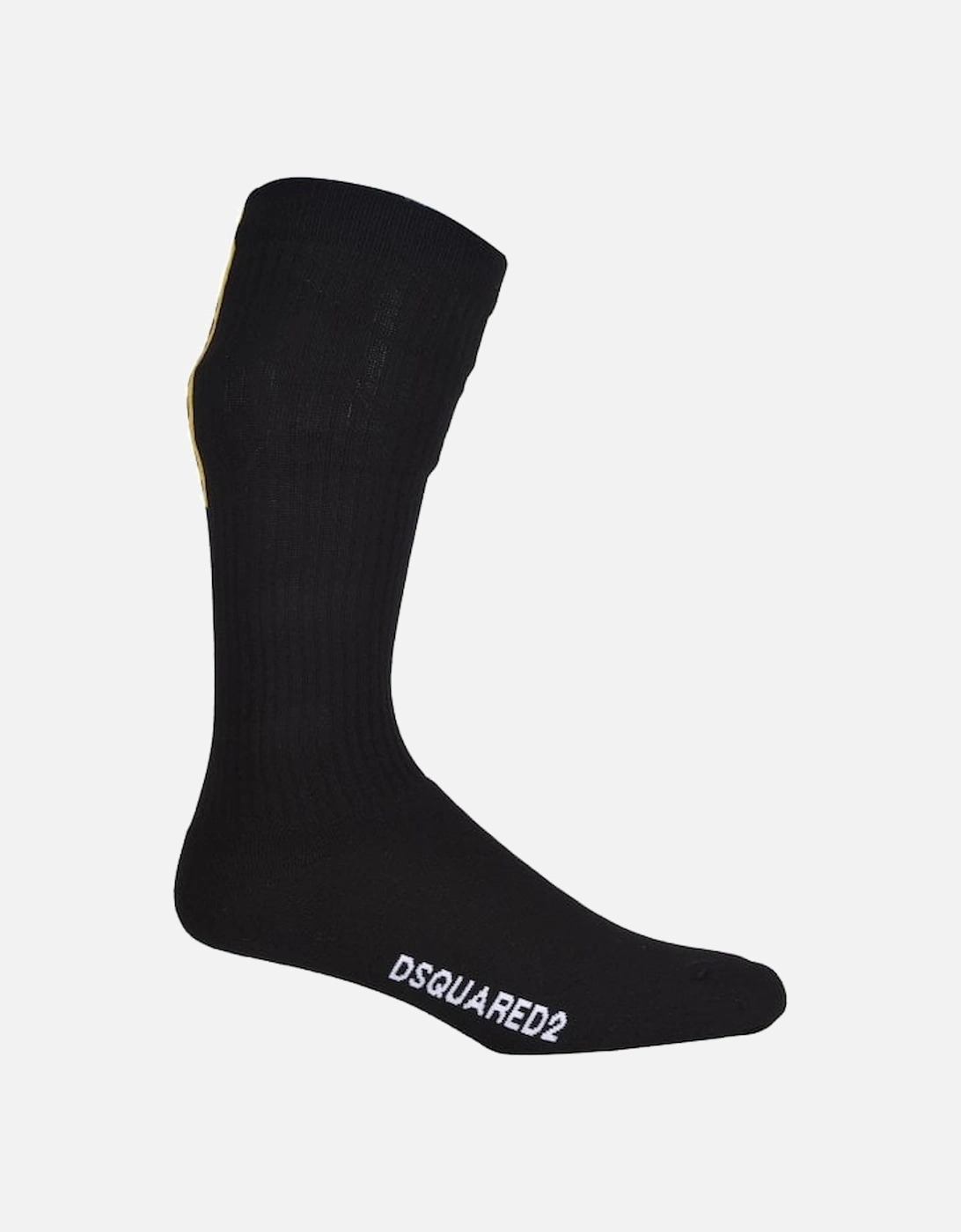 Vertical Logo Stripe Sports Socks, Black/yellow