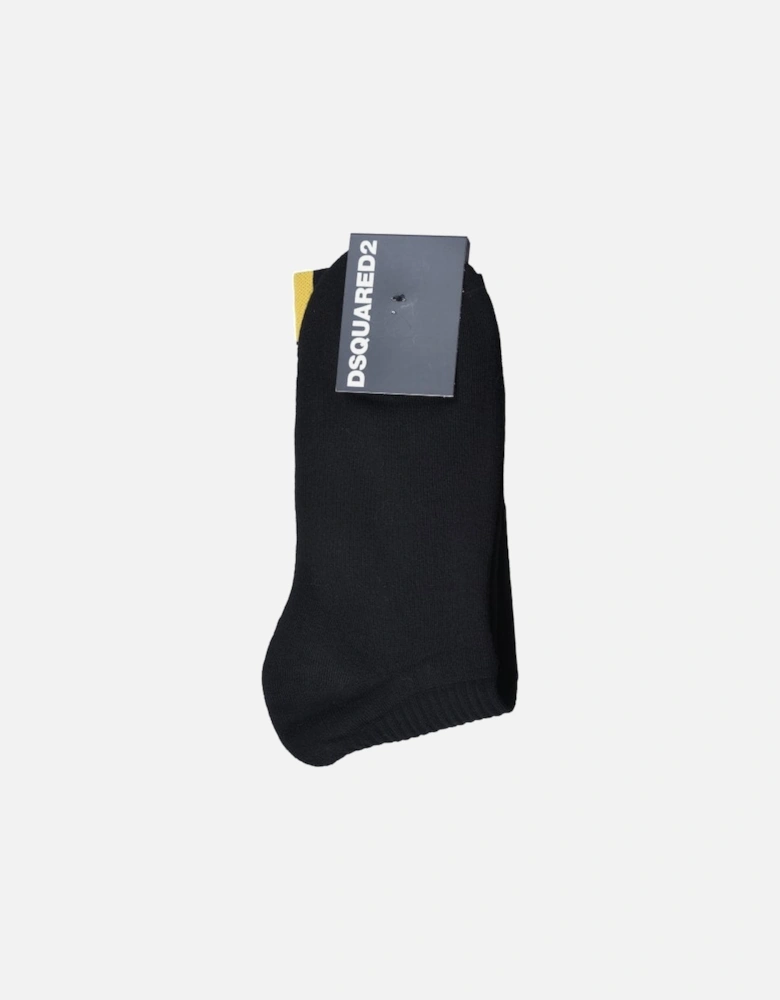 Vertical Logo Stripe Sports Socks, Black/yellow