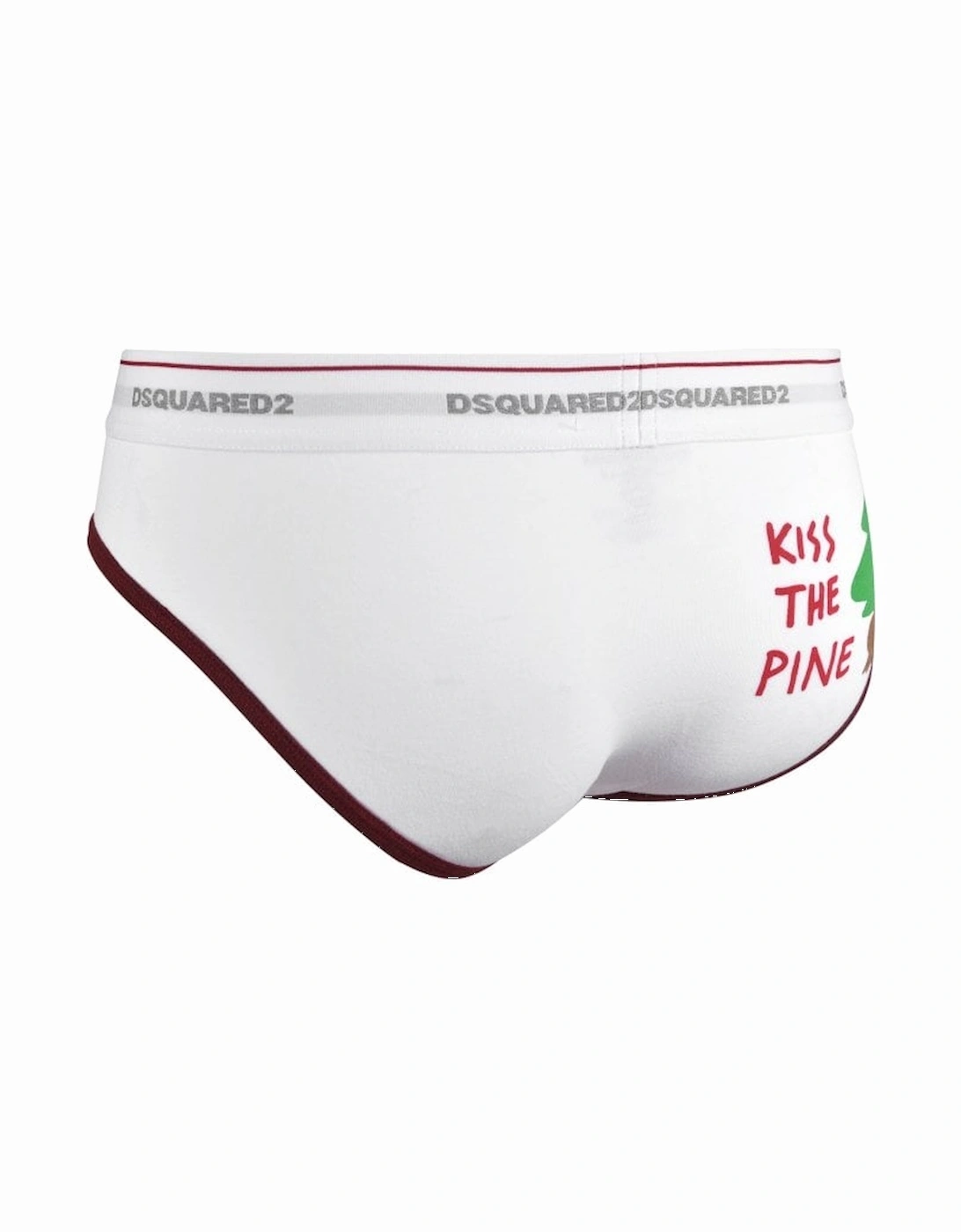 Kiss The Pine Brief, White/bordeaux