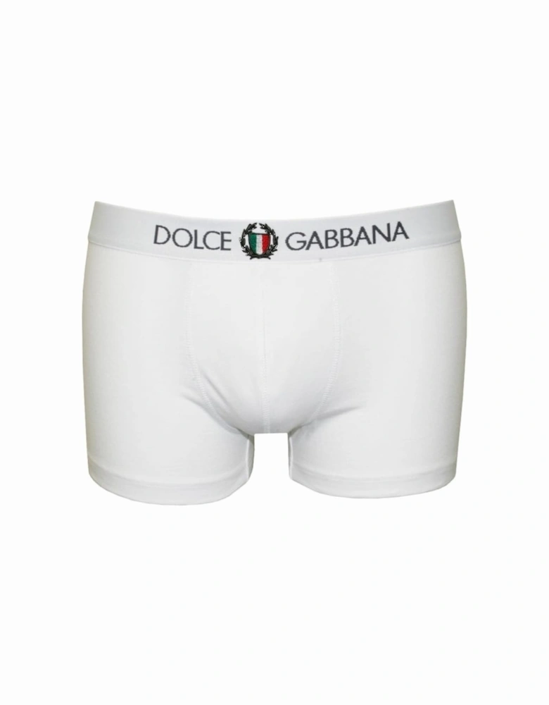 Boxer Trunk with Sport Crest in White