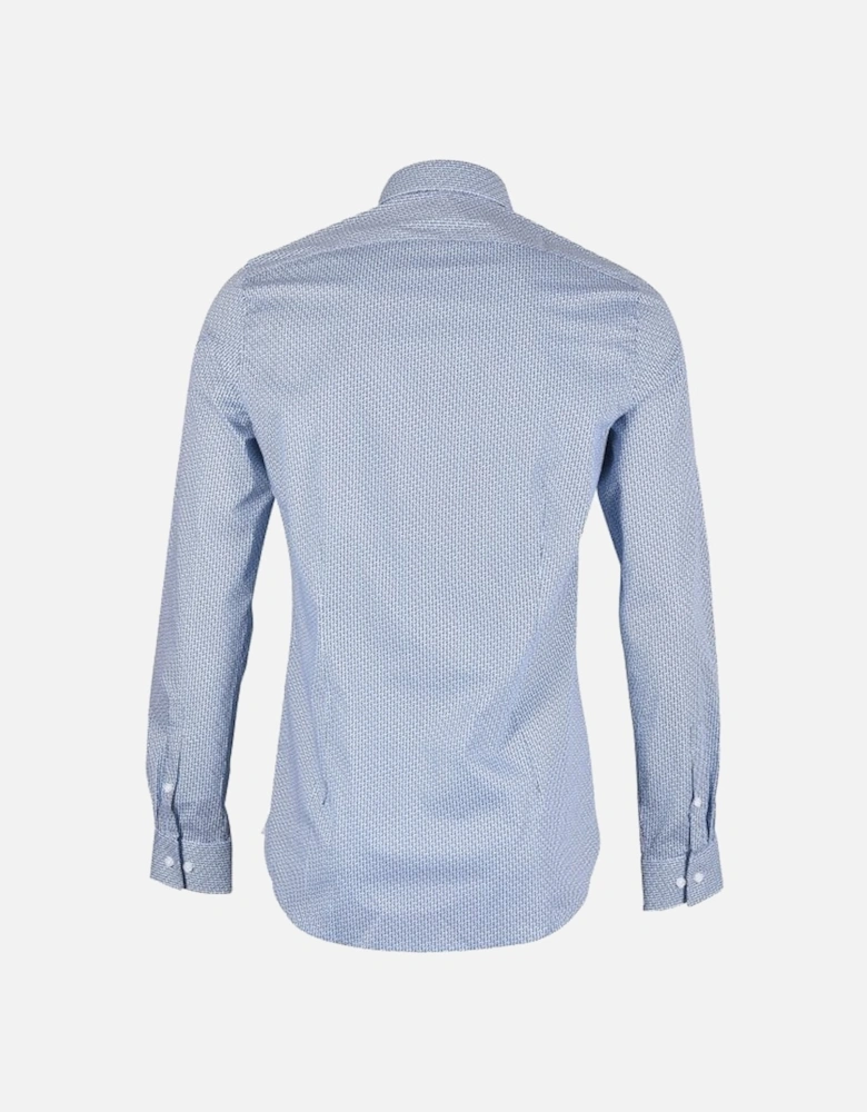 Vertical Logo Print Cotton Stretch Slim-Fit Shirt, Blue
