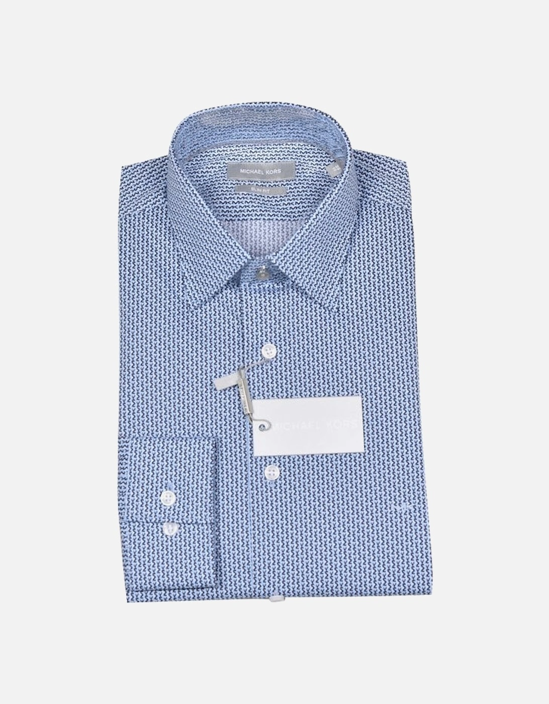 Vertical Logo Print Cotton Stretch Shirt, Blue