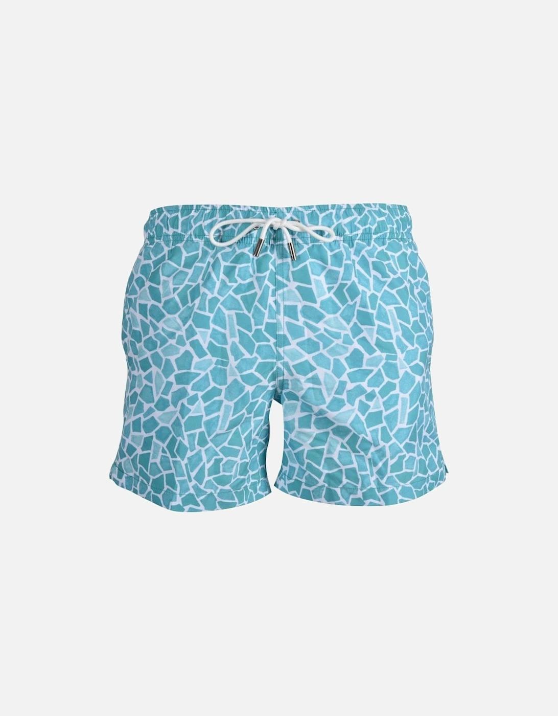 Mosaic Print Swim Shorts, Turqouise, 6 of 5