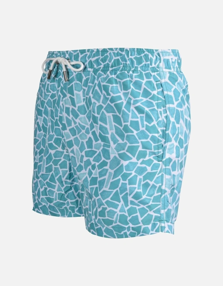 Mosaic Print Swim Shorts, Turqouise