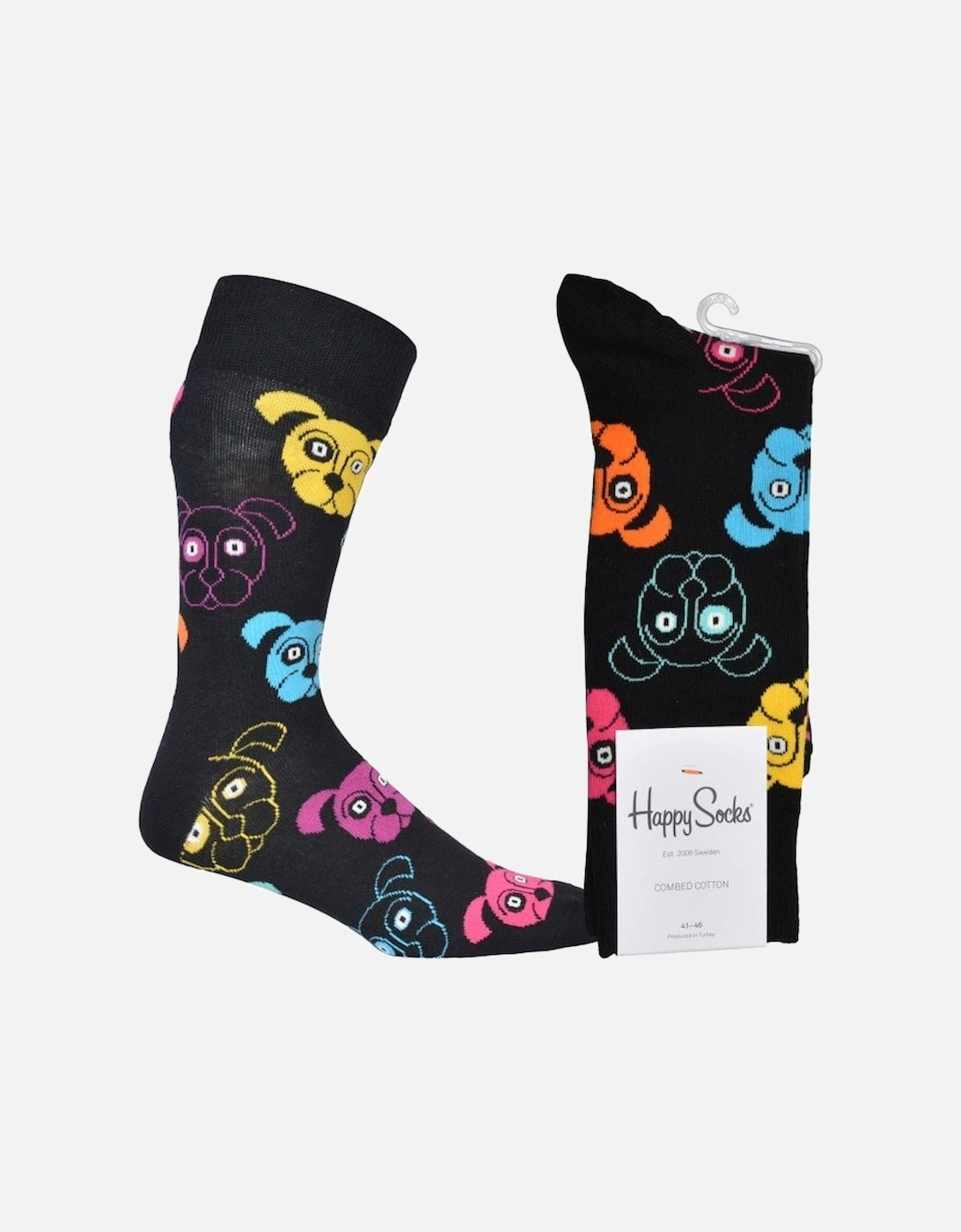 Colourful Dogs Socks, Black/multi, 5 of 4