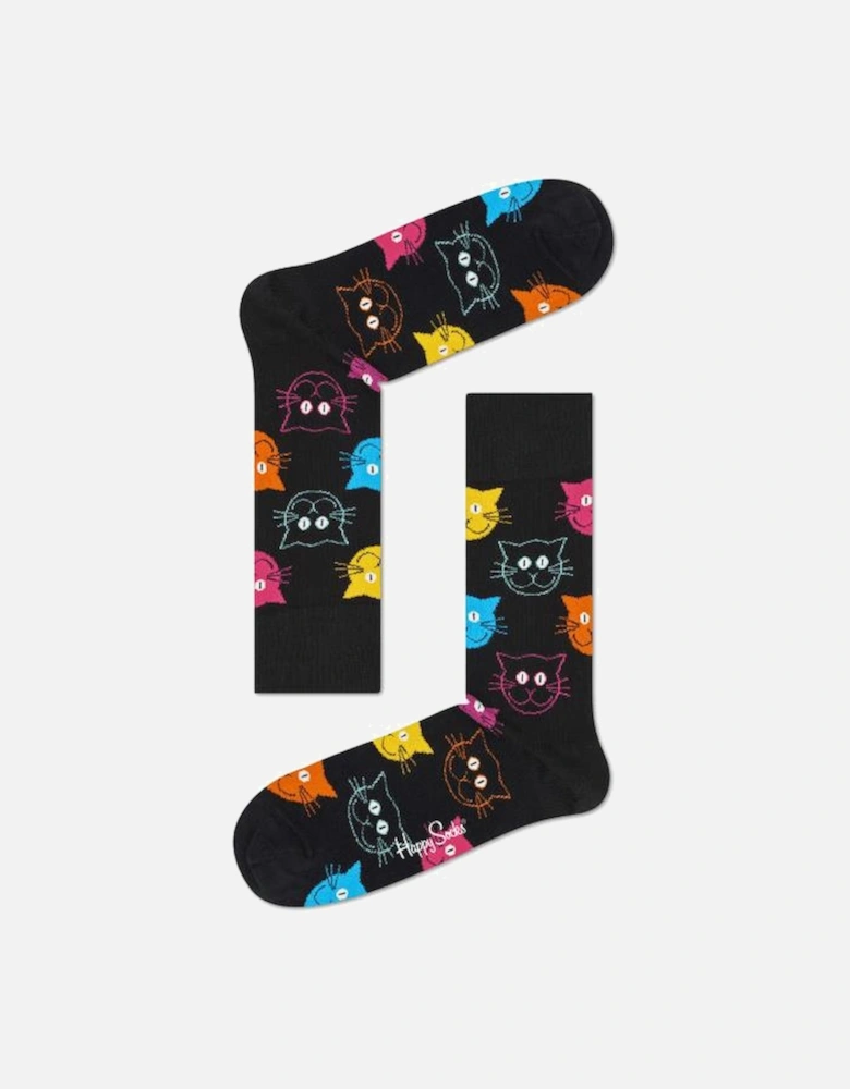 Colourful Cats Socks, Black/multi