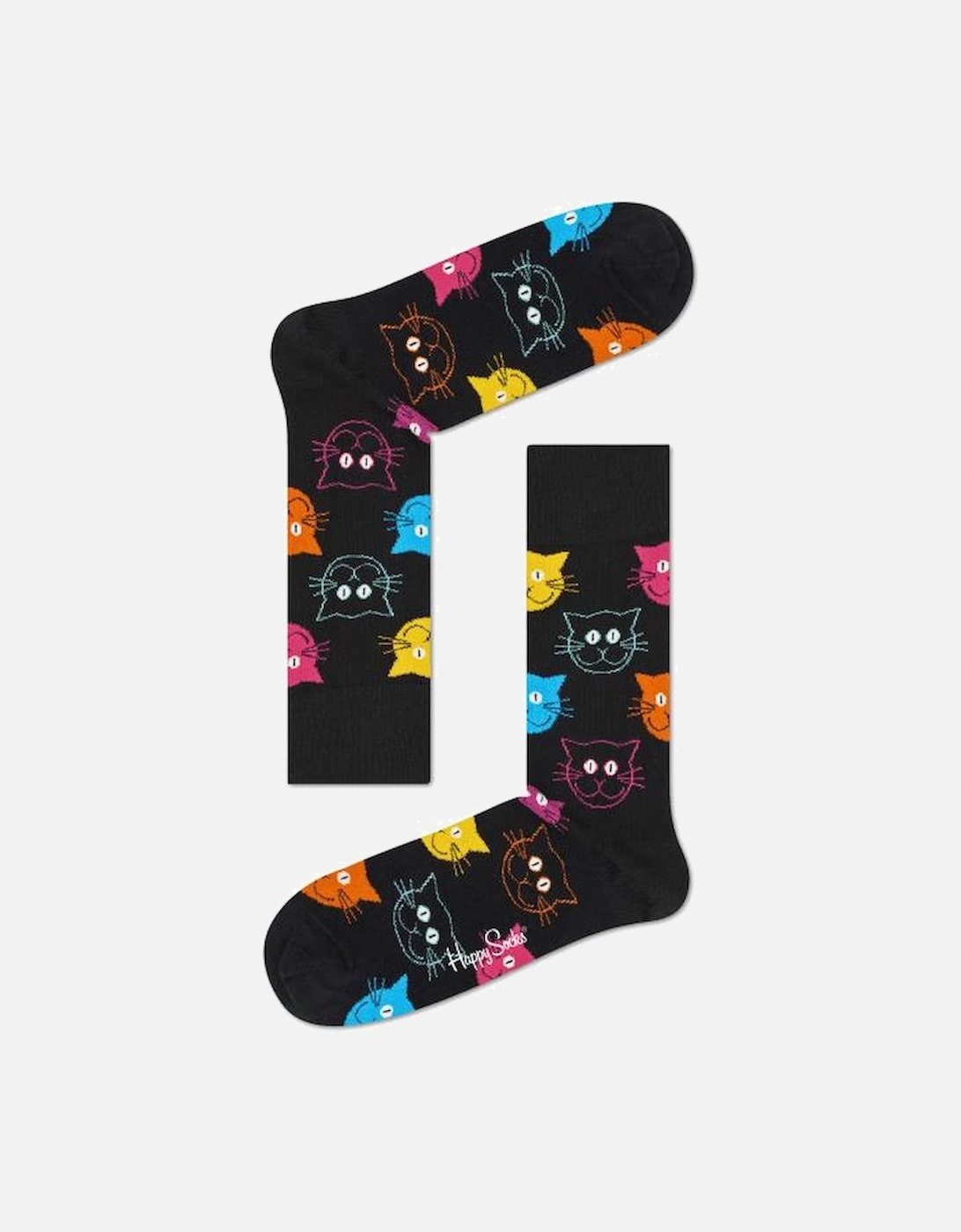 Colourful Cats Socks, Black/multi